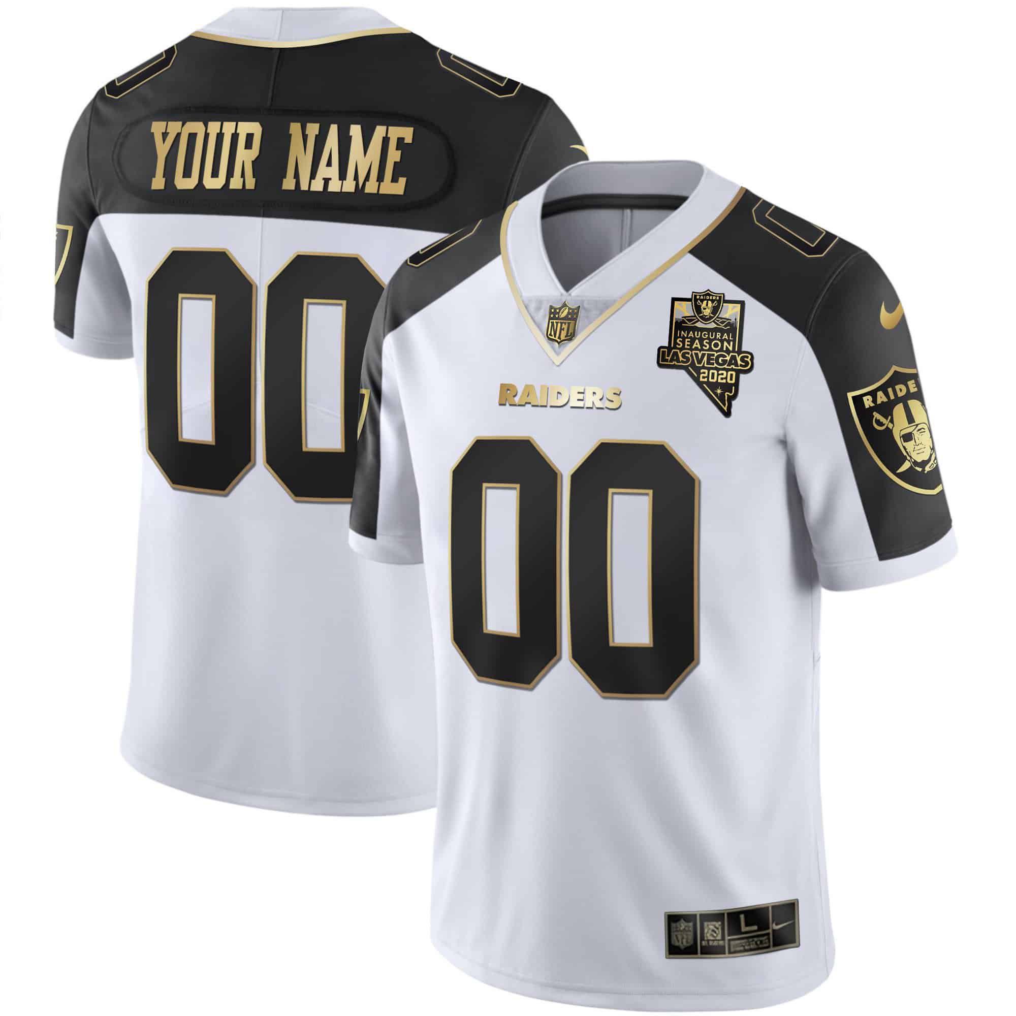 Men Oakland Raiders 2024 Nike Vapor White Gold & Black Inverted Limited Custom NFL Jersey style 1